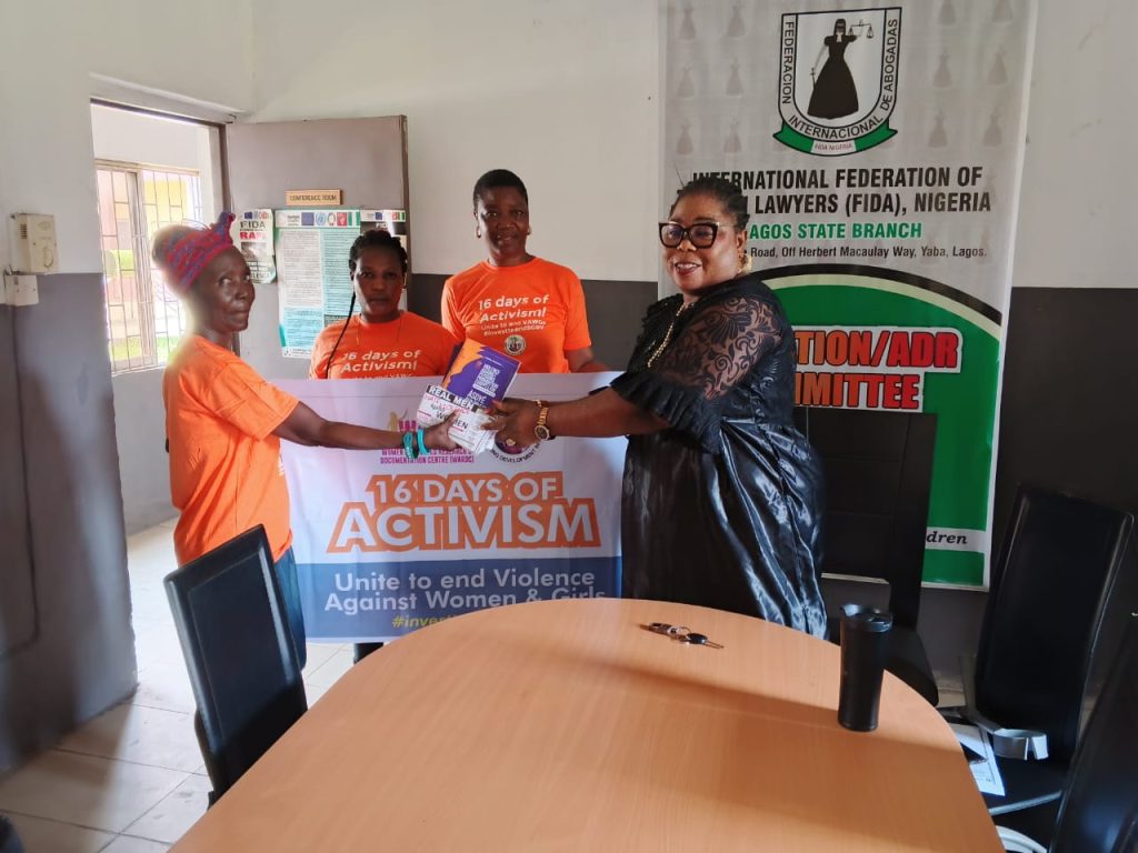 Courtesy visit and presentation of VAPP Law Booklets and WARDC stickers to the President, Lagos State Branch of the lnternational Federation of Women Lawyers (FIDA) at their Lagos State Branch office in Makoko, Lagos